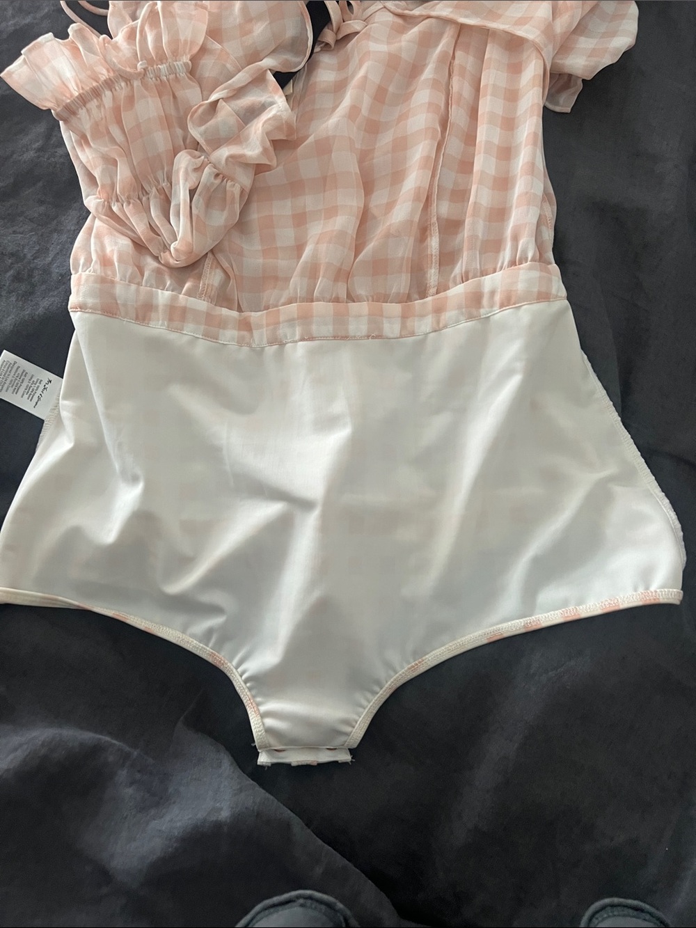 For Love & Lemons Peach and White Gingham Maxi Dress - Picture 8 of 10